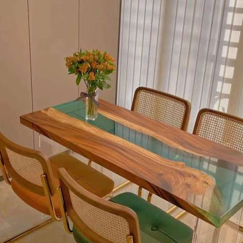 环氧树脂米大板1创意茶几河流木板桌面8实木桌原木桌茶台胶茶桌