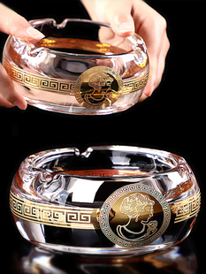 创意和时尚雪茄烟灰缸水晶玻璃镀金烟灰缸办公室客厅家居陈设大烟