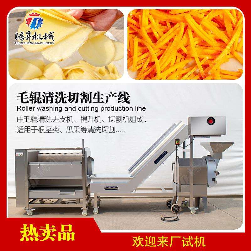 提升机 多功能切菜机 毛辊去皮清洗机 土豆胡萝卜作业线 净菜设备