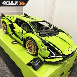 积木巨大型赛车跑车汽车高难度男孩益 德国进口兰博机尼机械组拼装