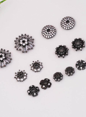枪黑色隔珠14K包金保色多款锆石花托镂空花帽手链串珠diy饰品配件
