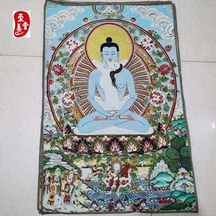 红色怀旧收藏网红货源刺绣织锦画唐卡客厅装饰画白欢喜佛