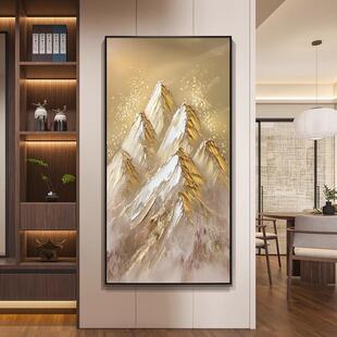 顺丰日照金山大芬村玄关手绘油画客厅装饰挂画金箔轻奢艺术过道肌