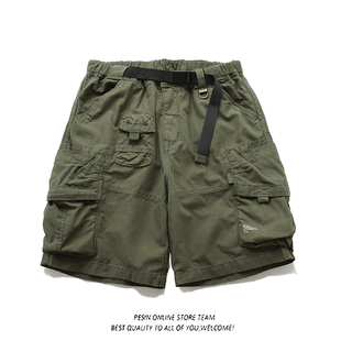 男2023夏季 短裤 新款 战术多袋宽松直筒五分裤 子 美式 潮流裤 复古工装