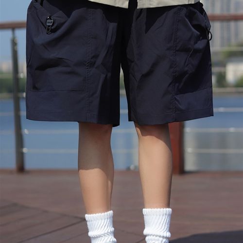 牧游昏昏日系复古大口袋休闲宽松短裤百搭纯色五分中裤子情侣潮