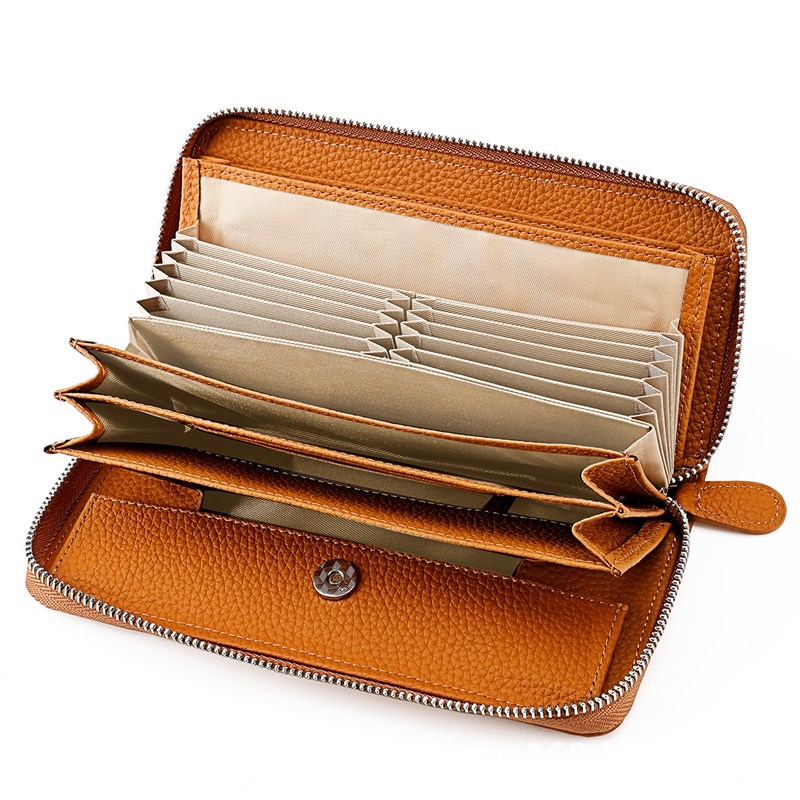 日系真皮女士钱包女款高级感长款钱夹男多卡位防消磁牛皮卡包卡套