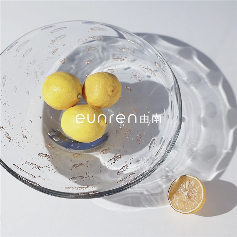 现代轻奢金箔气泡玻璃水果盘装饰品创意客厅茶几摆件酒店会所摆设