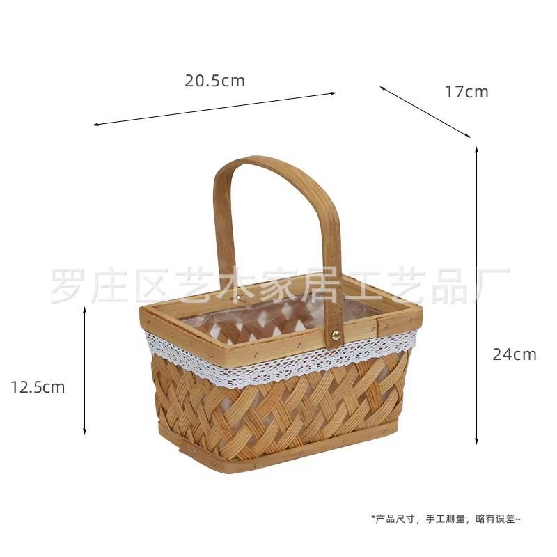 手工编织手提花篮收纳筐编制水果篮子竹编藤编干花插花篮多肉花盆