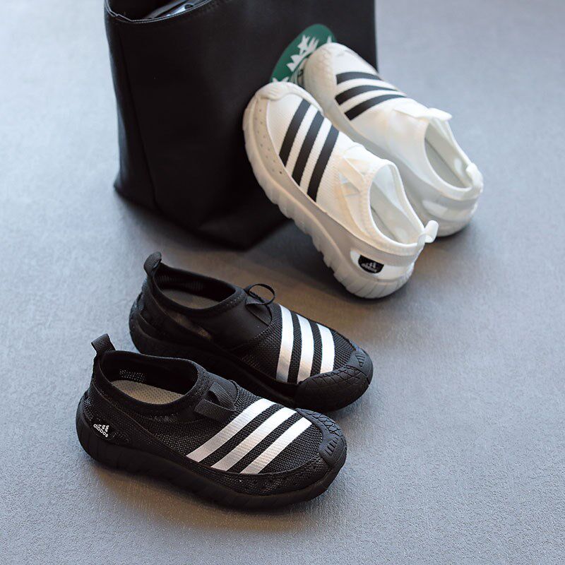 儿童一脚蹬d网鞋2024年春夏款男童运动鞋女童透气网面鞋宝宝网布