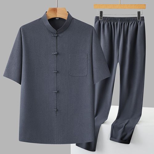 爸爸夏装套装2025新款中国风唐装男中老年人夏短袖爷爷薄款