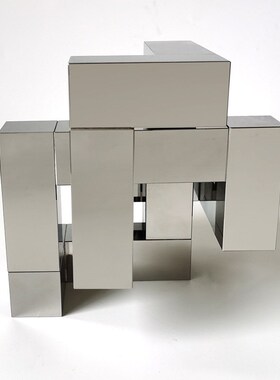 现代简约烟灰色几何形水晶摆件样板房客厅水晶书档磨砂水晶几何体