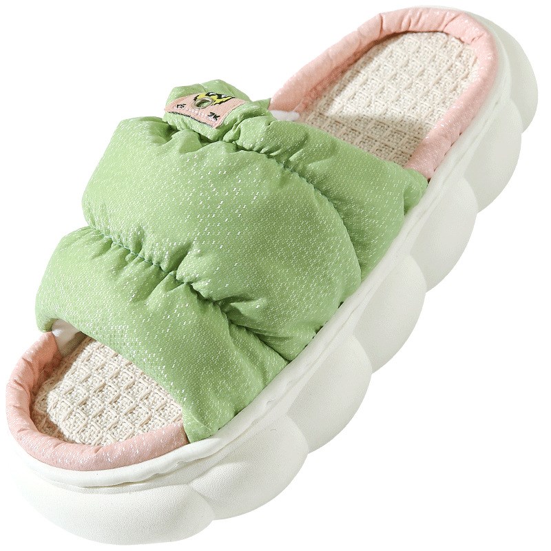 踩屎感四季亚麻拖鞋室内防滑厚底高级感静音棉麻布拖