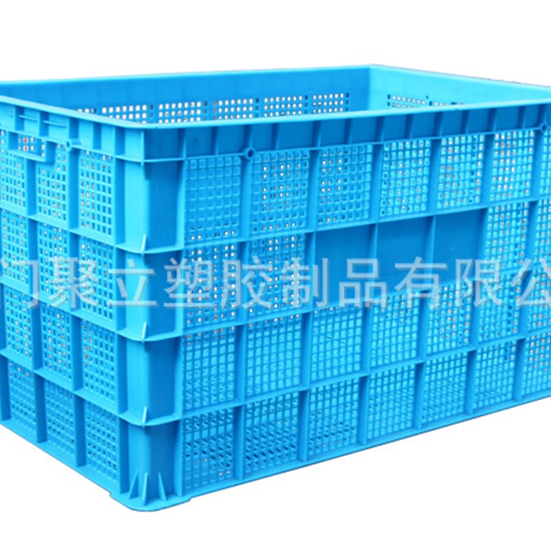 蓝色折叠物料箱加厚带盖工业塑胶物流箱防静电塑料周转箱