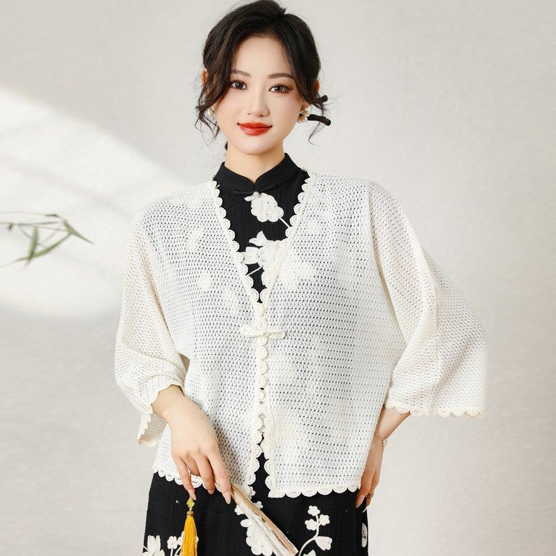 新中式国风盘扣花边配旗袍外搭2025新款防晒开衫气质镂空外披披肩,服饰配件/皮带/帽子/围巾,围巾/丝巾/披肩,淘宝优惠券,粉丝福利购,淘宝优惠卷