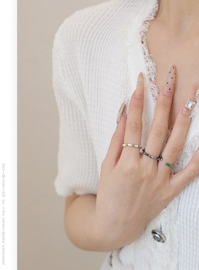 多巴胺戒指小众设计手指戒轻奢感个性串珠高级感时尚彩色闭环指环