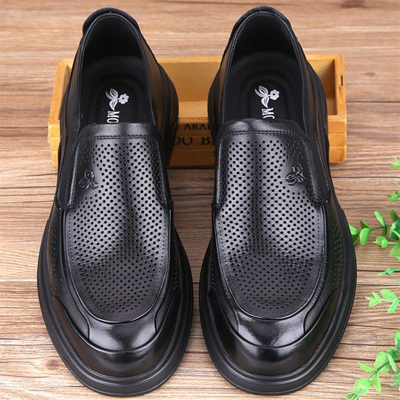 夏季新款男凉鞋厚底真皮商务休闲皮鞋洞洞鞋镂空大头皮鞋防滑透气,流行男鞋,洞洞鞋,淘宝优惠券,粉丝福利购,淘宝优惠卷