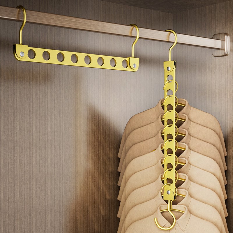 太空铝合金家h用多功能一钩多挂省空间挂衣架折叠旋转九孔魔术衣