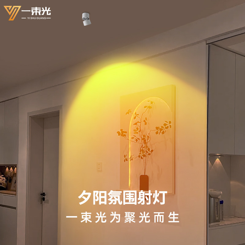 一束光夕阳射灯日不落明装客厅卧室家用过道背景墙玄关商用氛围灯,家装灯饰光源,明装射灯,淘宝优惠券,粉丝福利购,淘宝优惠卷