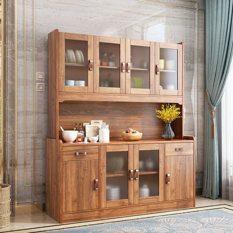 碗盘柜厨房柜餐柜酒柜简约现代客厅边柜实木色收纳柜备餐柜茶水柜