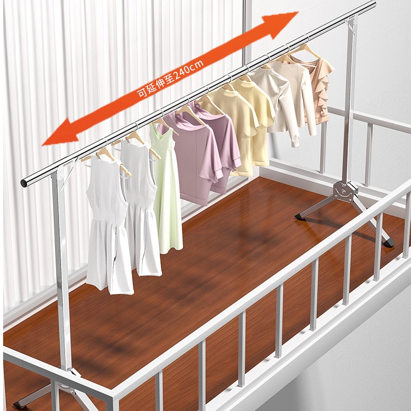 折叠晾衣架落地阳台室内家用卧室伸缩杆式凉衣服架子不锈钢晒衣架