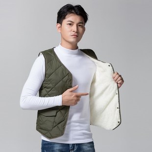 羽绒棉保暖马甲初中生冬季中老青年男士加厚加绒背心内穿打底坎肩