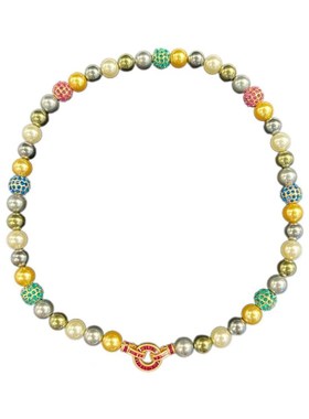 珍珠小众彩色项链时尚百搭款小众春夏串珠彩色珍珠项链