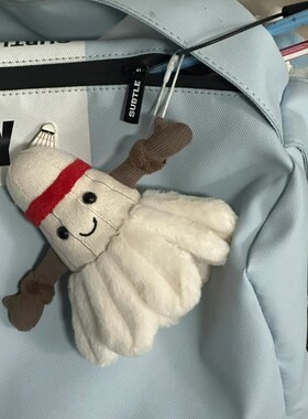 羽毛球包挂件创意毛绒羽毛球玩偶球搭子可爱钥匙扣V挂件礼物送朋