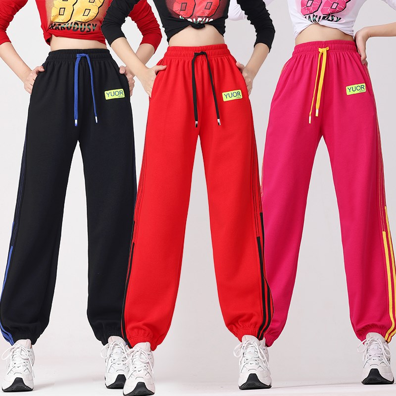 春季新款健身操广场舞蹈长裤加厚高腰宽松阔腿R裤女曳鬼步舞舞蹈