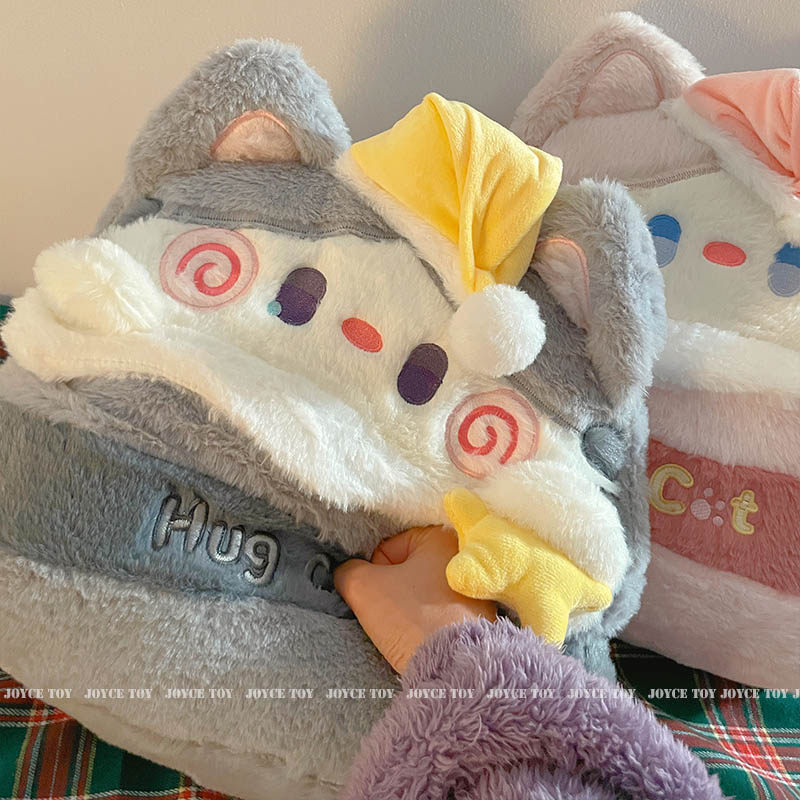 卡通猫咪毛绒午睡抱枕毯子空调被子二合一玩偶女生两用生日礼物