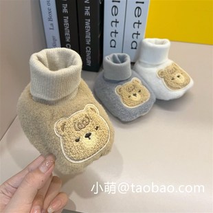 袜软底加 秋冬季 男女宝宝步k前m鞋 防掉防滑0 12个月新生婴儿学步鞋