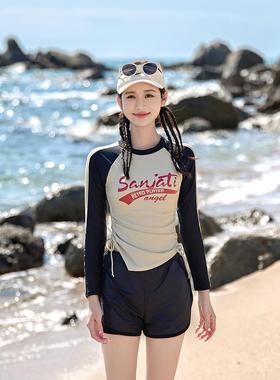 泳衣中年妈妈女2025新款长袖x分体保守运动防晒微胖孩遮肉感0802b