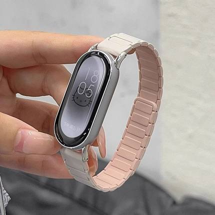 适用小米手环10/9/8表带运动硅胶磁吸腕带通用NFC版八九十代3/4/5/6/7替换手表带高级感小清新创意拼色男女款