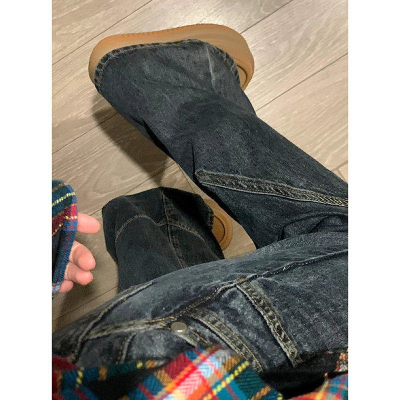 美式复古高街微喇叭牛仔