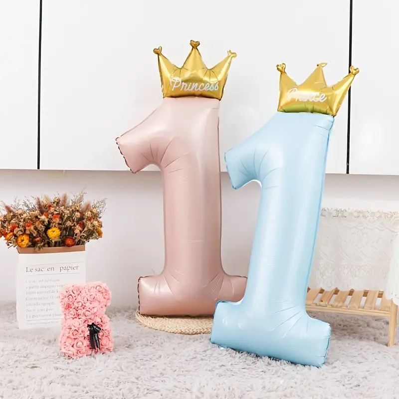 ins风皇冠数字男孩女孩1周岁气球儿童宝宝生日派对装饰拍照场景品