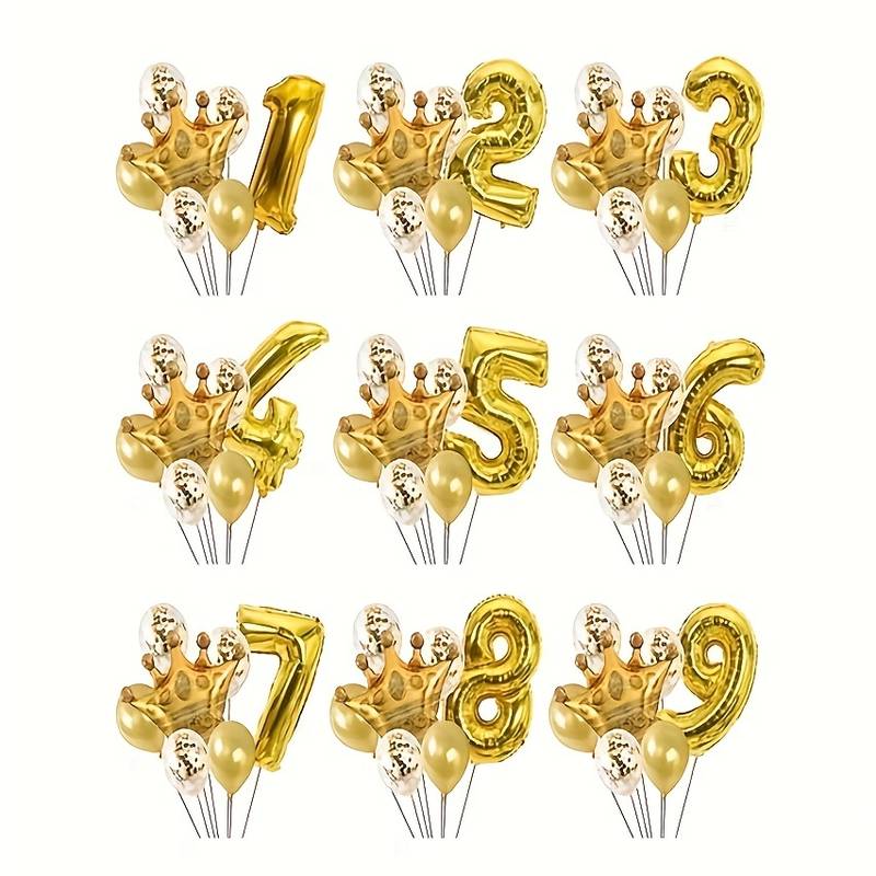 16寸金色皇冠数字气球桌飘套餐儿童生日周岁派对场景装饰摆件布置