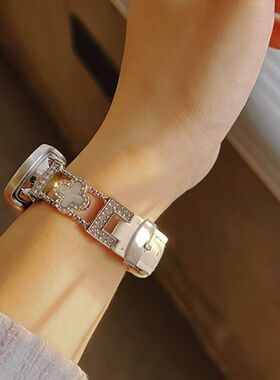 适用于小米10/9细款8/nfc轻奢四叶草贝母pro红米watch4/5皮质表带