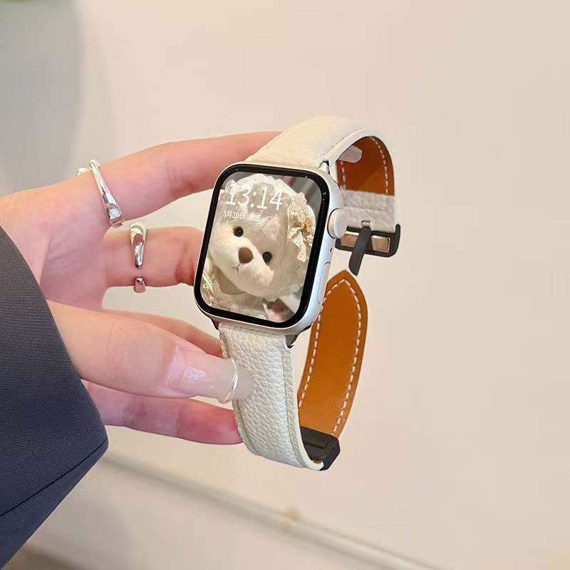 适用红米watch4/5宽边vivo通用iQOO watchGT荔枝纹苹果s11s10表带