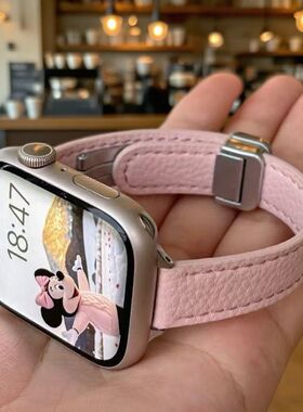 适用小米9pro表带手环8pro红米5/4皮质腕带高颜值夏季磁吸手表带