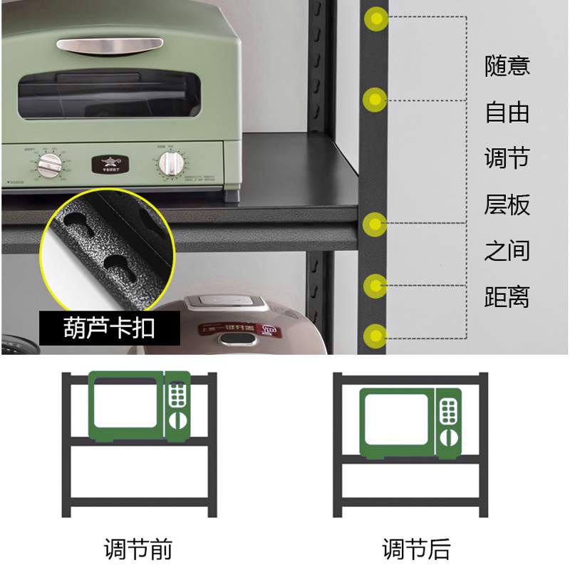 新中式餐边柜落地厨房三层置物架收纳架子储物柜柜子轻奢转角橱柜