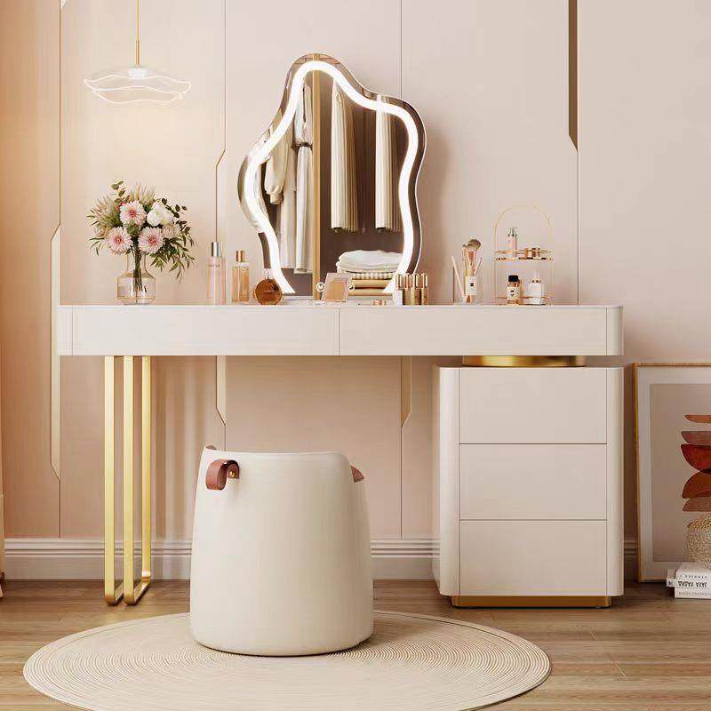 现代轻奢岩板梳妆台收纳柜一体带镜子妆凳卧室烤漆奶油风梳妆桌子,特色手工艺,其他特色工艺品,淘宝优惠券,粉丝福利购,淘宝优惠卷