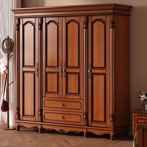 美式复古全实木衣柜现代轻奢卧室345门收纳衣橱家用房间储物家具