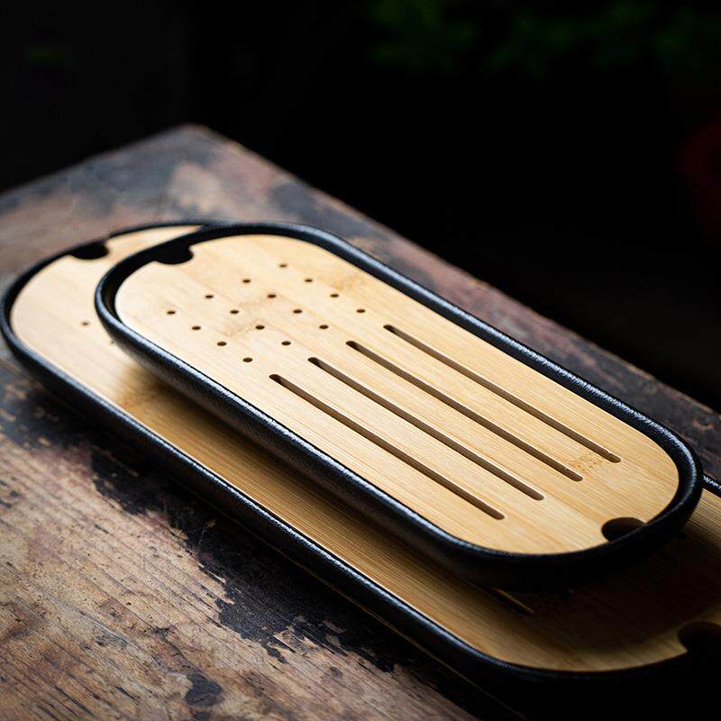 日式黑陶茶盘陶瓷储水式干泡盘办公室茶具家用简约小茶台托盘茶海