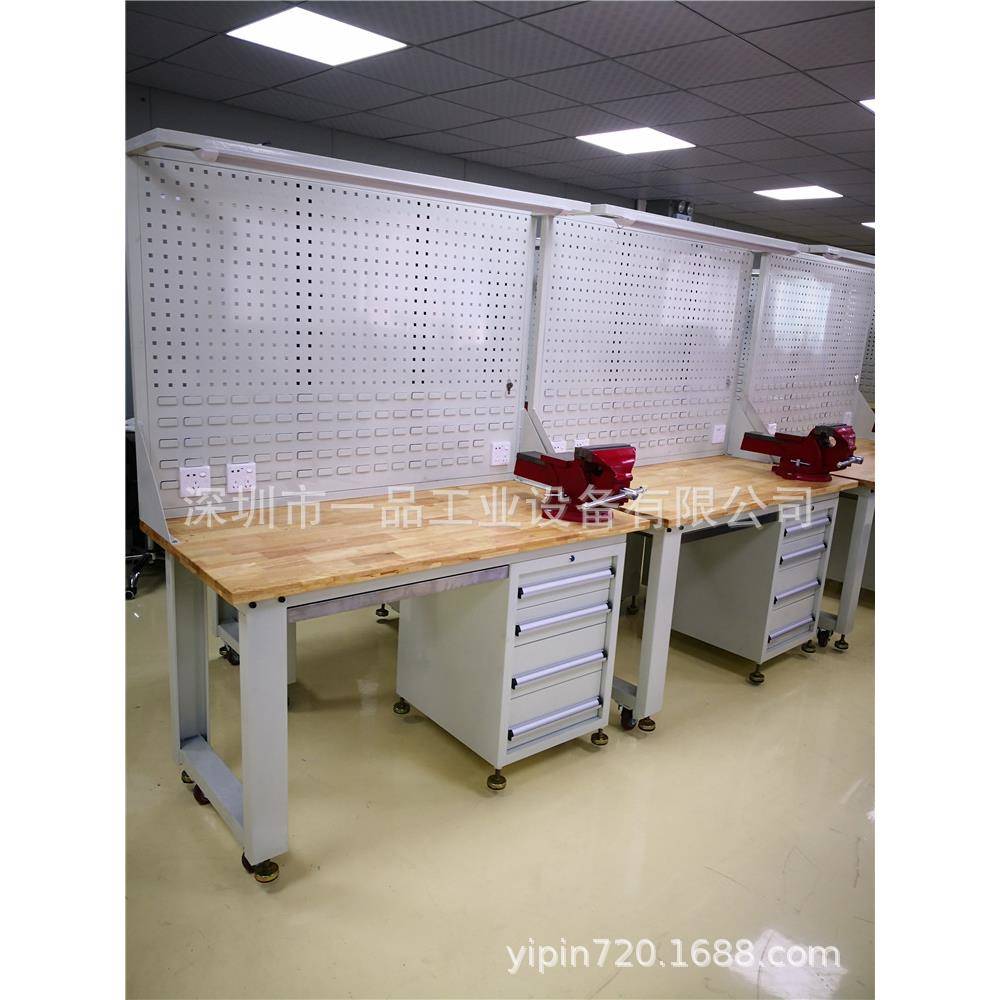 现货榉木重型工作台实木钳工台工厂车间榉木操作台学校实训钳工桌