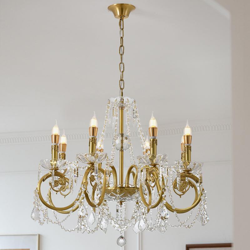 法式水晶吊灯美式欧式别墅客厅餐厅卧室全铜奢华灯具6头