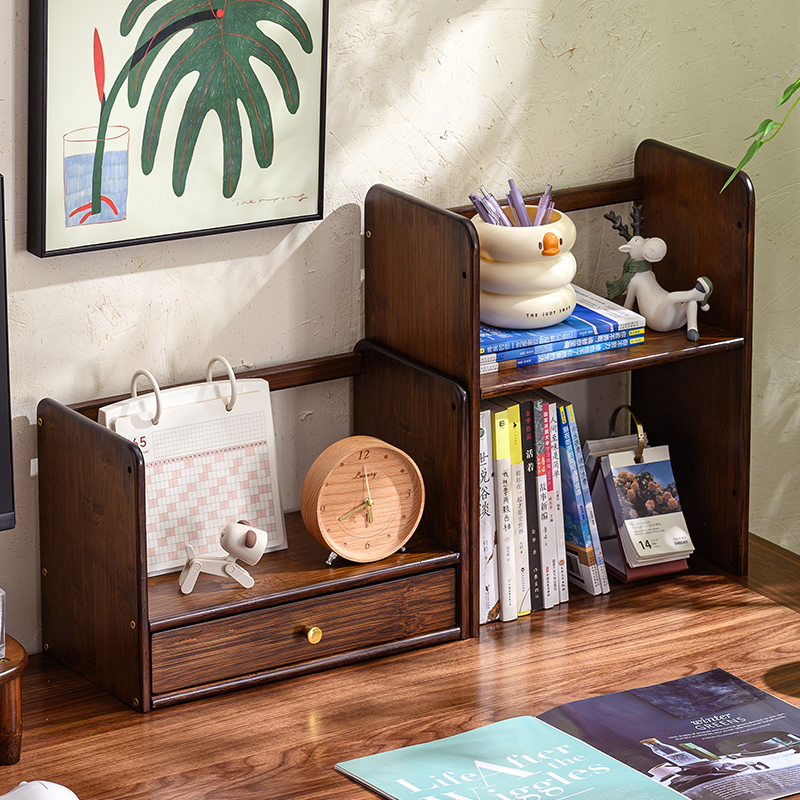 楠竹桌面置物架书架书立架家用