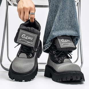马丁靴男2025新款冬季高帮小众潮牌高级感大头皮鞋男士休闲青少年