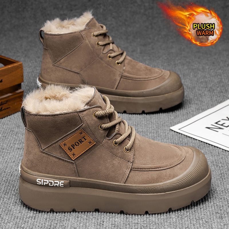 马丁靴男款冬季新款保暖加绒加厚情侣潮流厚底增高东北户外棉鞋男