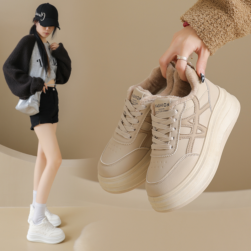 8cm内增高小白鞋女秋季爆款百搭厚底老爹鞋2025新款运动休闲女鞋