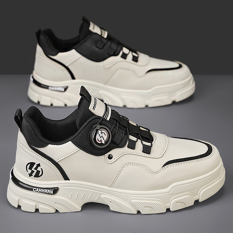 旋转纽扣运动鞋男款秋季白