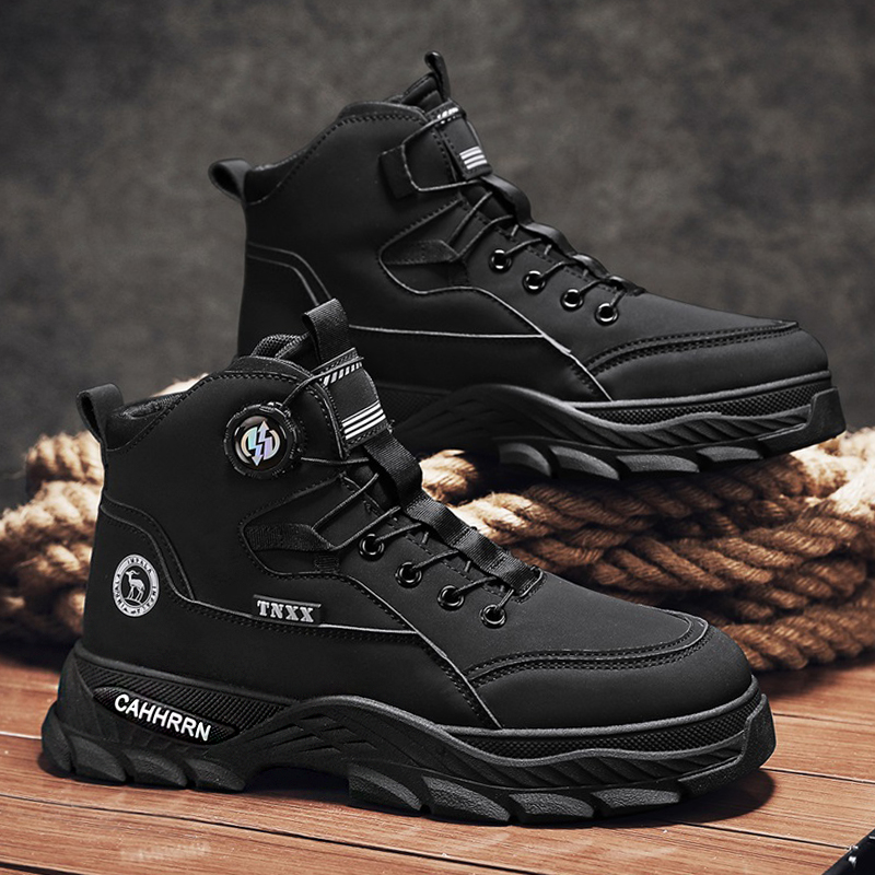 运动休闲旋转纽扣潮靴2024新款